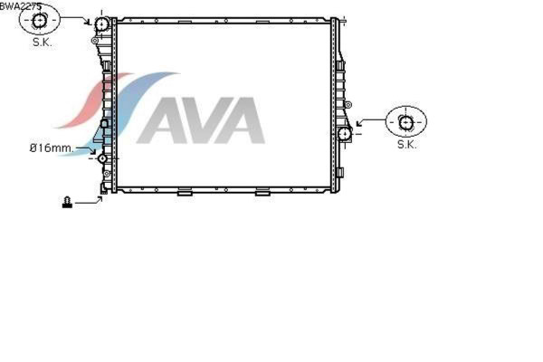 AVA COOLING SYSTEMS BWA2275 радиатор охлаждения двигателя
