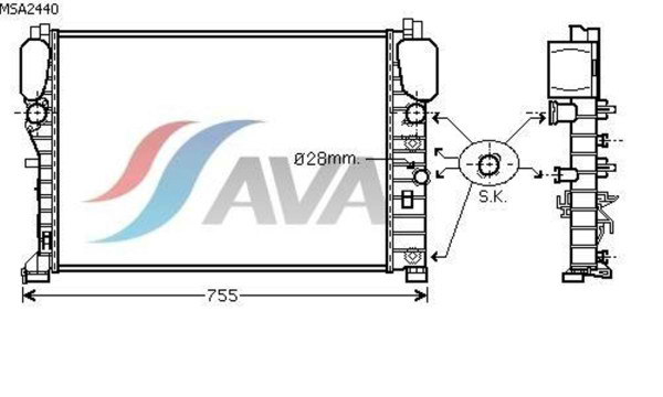 AVA COOLING SYSTEMS MSA2440 радиатор охлаждения двигателя