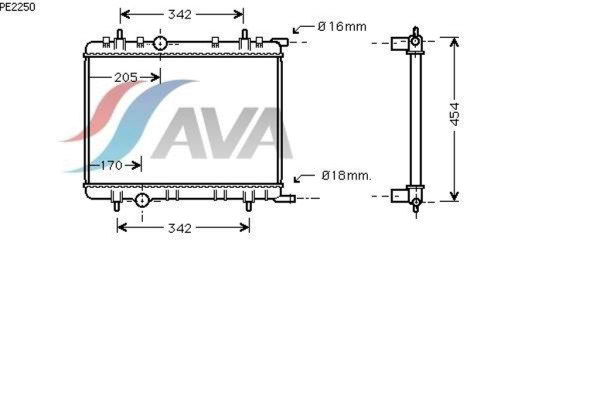 AVA COOLING SYSTEMS PE2250 радиатор охлаждения двигателя