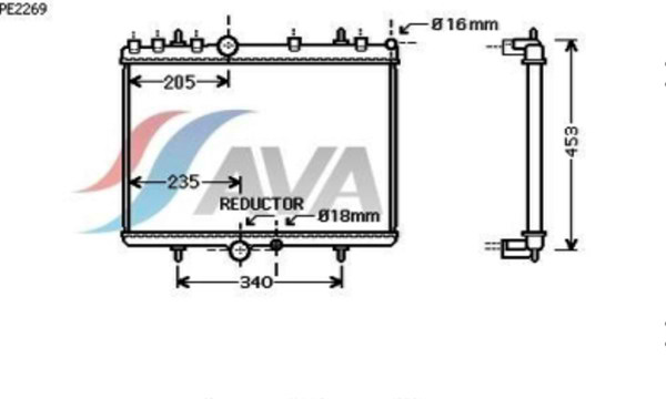 AVA COOLING SYSTEMS PE2269 радиатор охлаждения двигателя