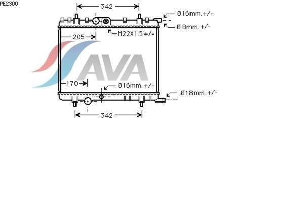 AVA COOLING SYSTEMS PE2300 радиатор охлаждения двигателя