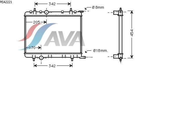 AVA COOLING SYSTEMS PEA2221 радиатор охлаждения двигателя