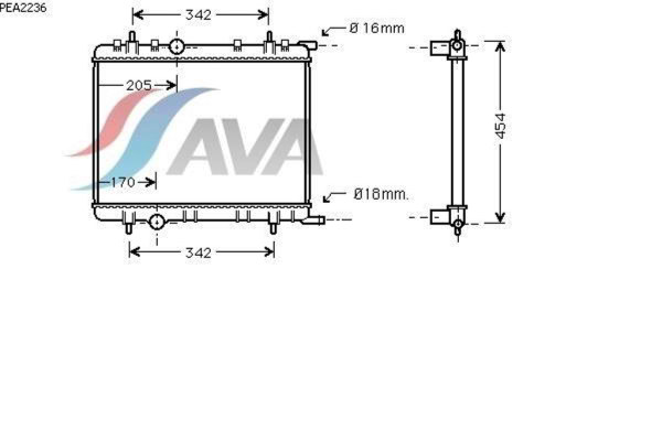 AVA COOLING SYSTEMS PEA2236 радиатор охлаждения двигателя