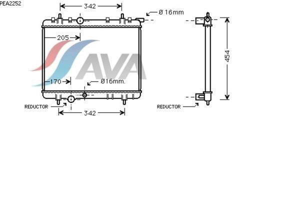 AVA COOLING SYSTEMS PEA2252 радиатор охлаждения двигателя
