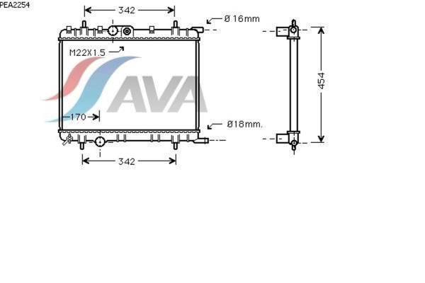 AVA COOLING SYSTEMS PEA2254 радиатор охлаждения двигателя