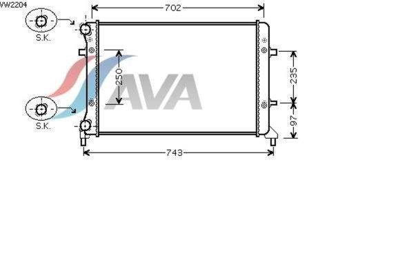 AVA COOLING SYSTEMS VW2204 радиатор охлаждения двигателя
