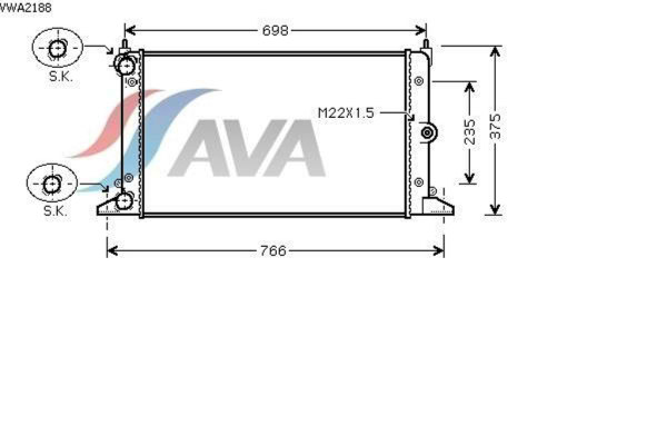AVA COOLING SYSTEMS VWA2188 радиатор охлаждения двигателя