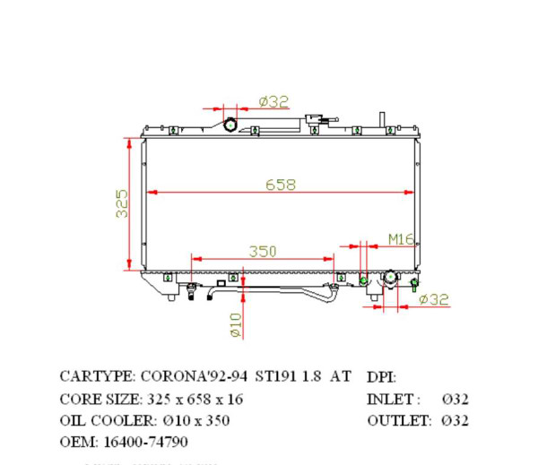 SAT TY0002-ST190-1.8 радиатор охлаждения двигателя